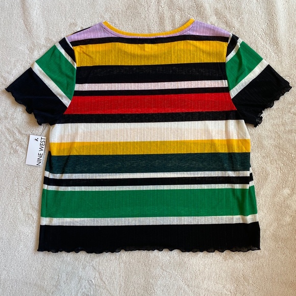 NEW Nine West Multi-Color Stripe Blouse Top XXL - Picture 3 of 10